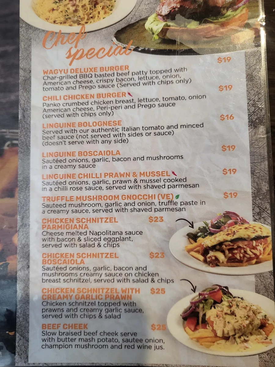 Menu, Ashfield Hotel