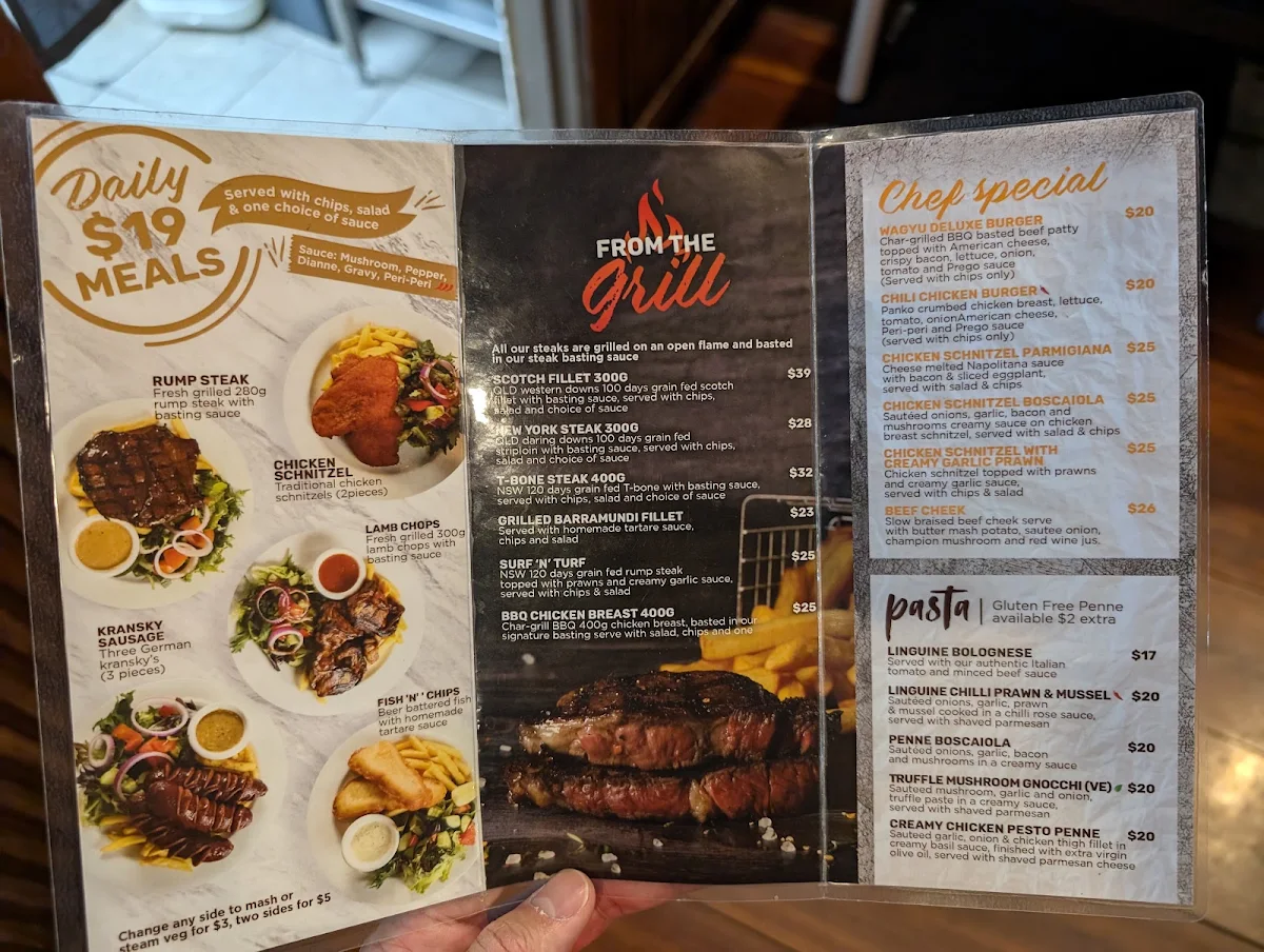 Menu, Ashfield Hotel