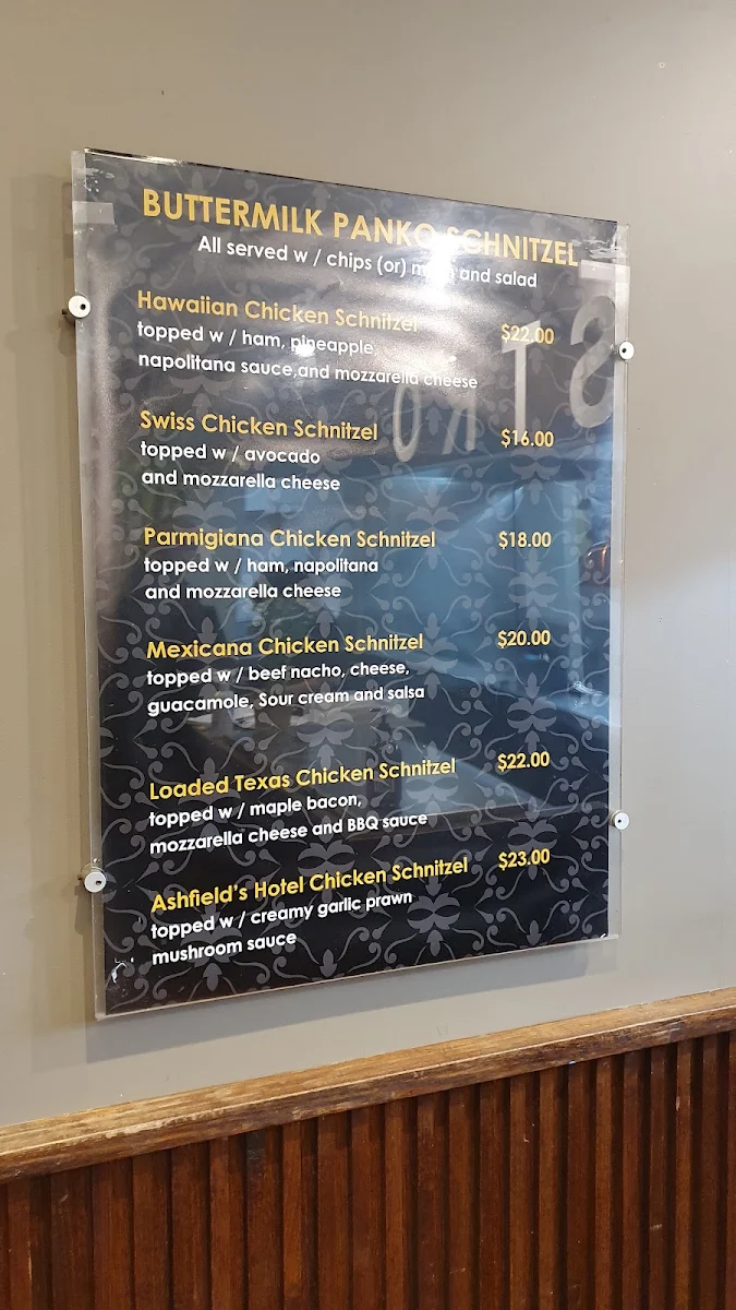 Menu, Ashfield Hotel