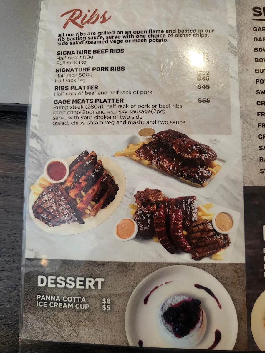 Menu, Ashfield Hotel