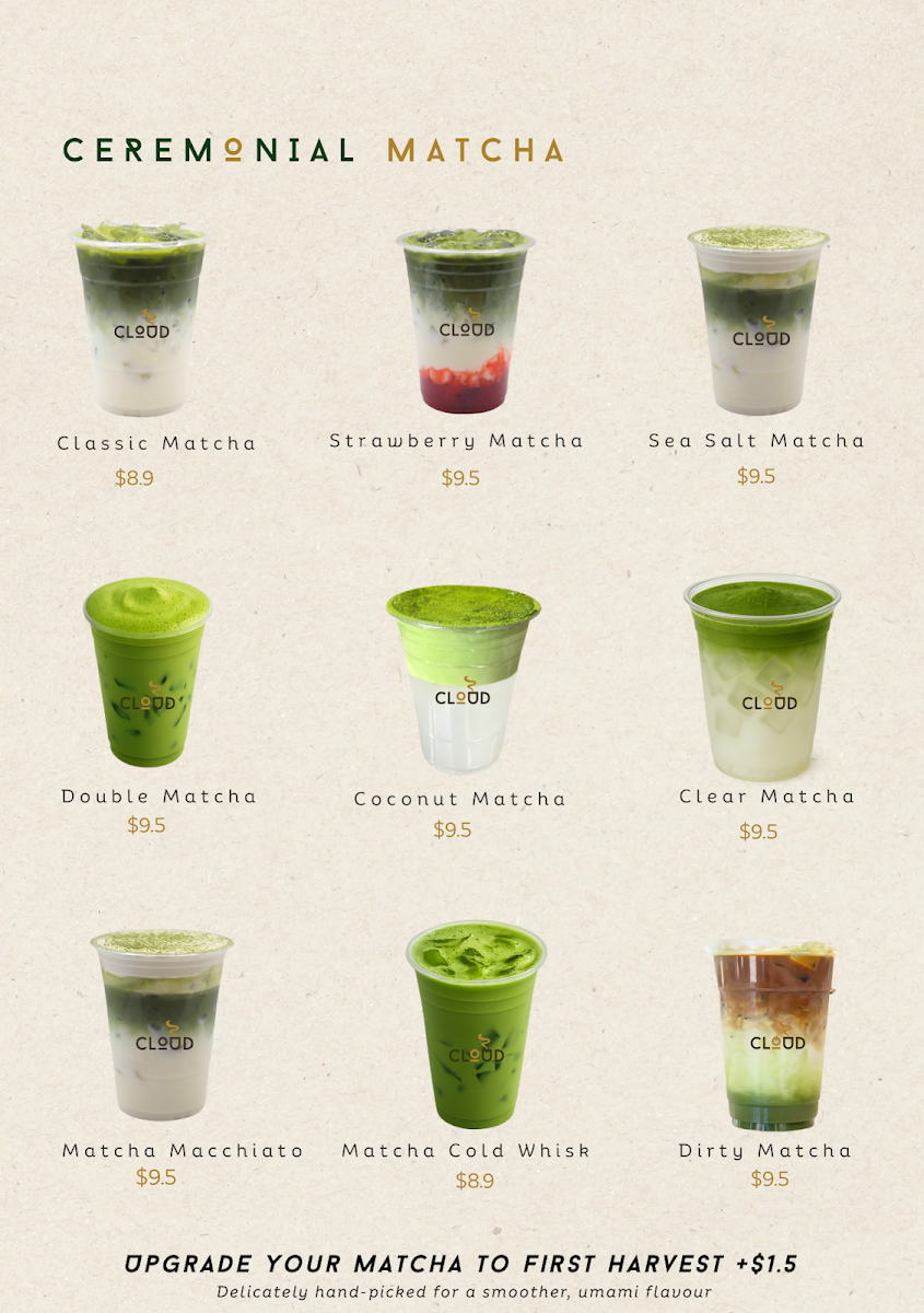Menu, Cloud Brew Cafe