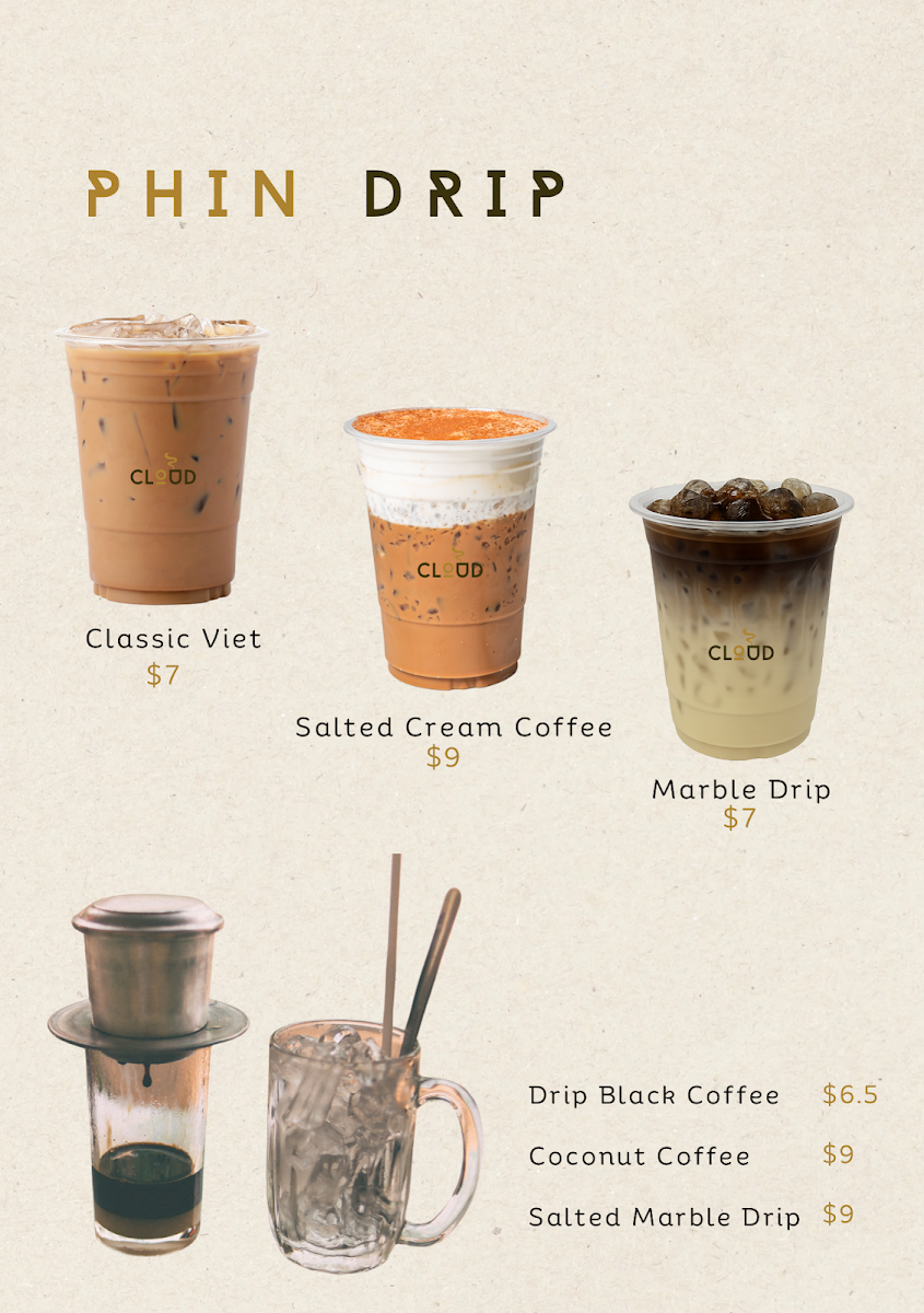 Menu, Cloud Brew Cafe