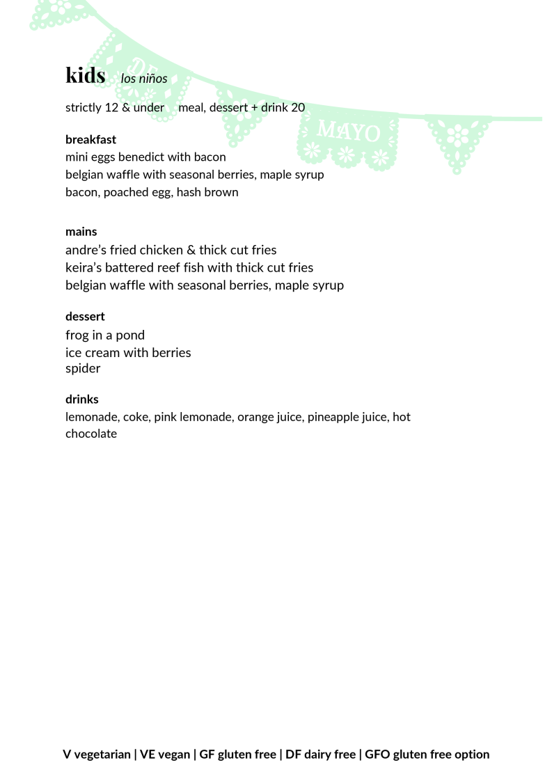 Menu, Portside Cafe & Restaurant