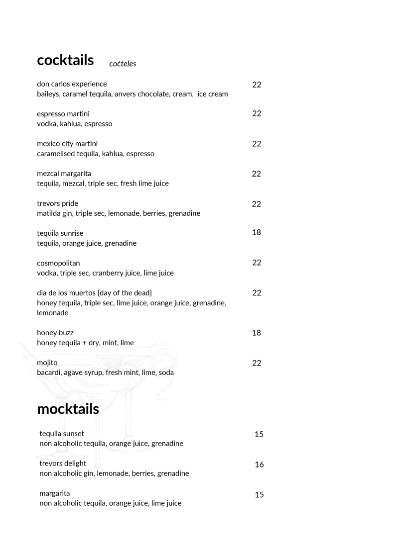 Menu, Portside Cafe & Restaurant