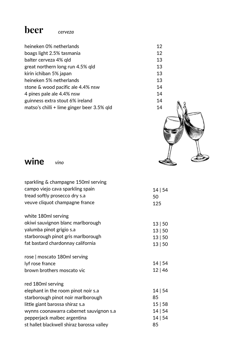 Menu, Portside Cafe & Restaurant