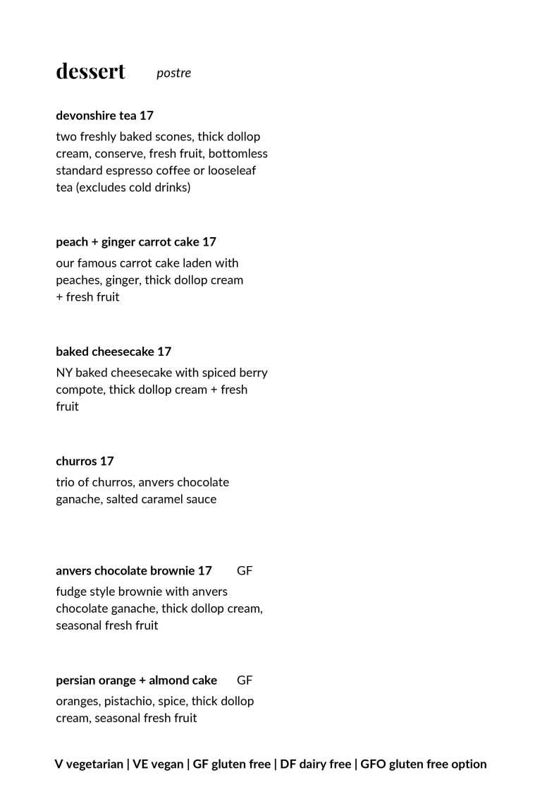 Menu, Portside Cafe & Restaurant