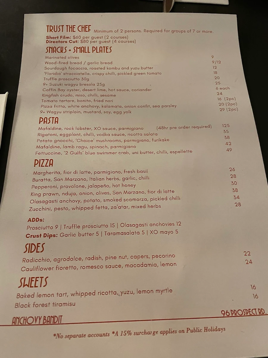 Menu, Anchovy Bandit