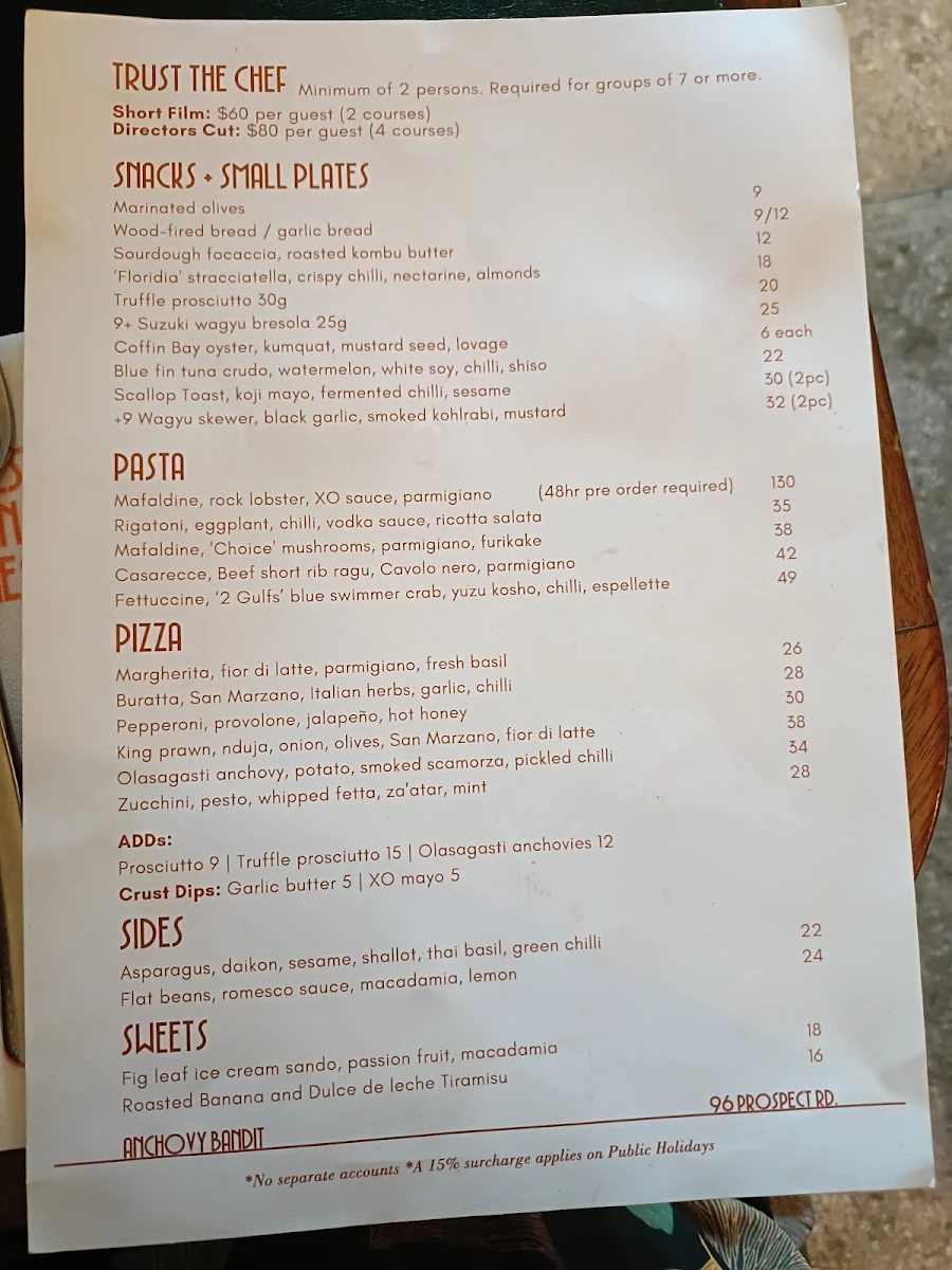 Menu, Anchovy Bandit