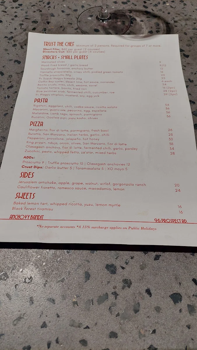 Menu, Anchovy Bandit