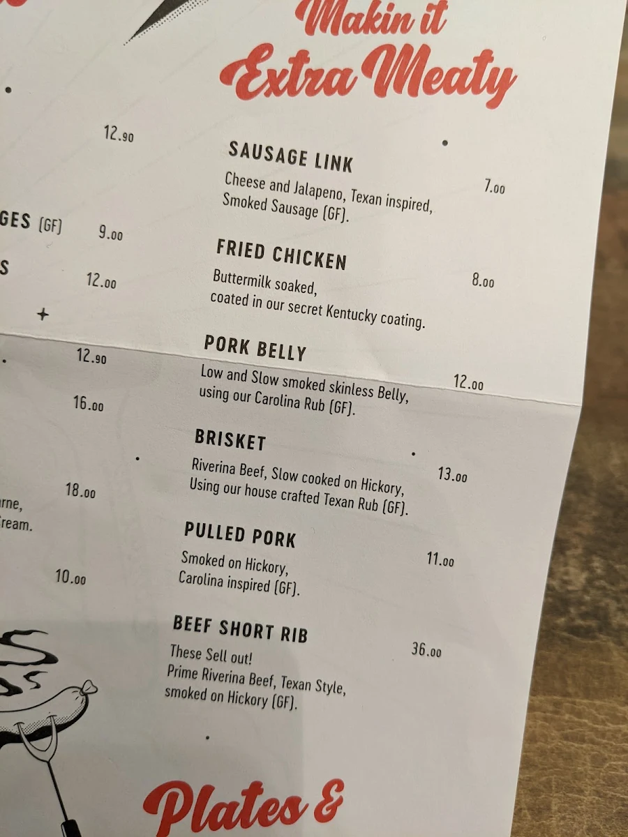 Menu, Smoky Sue's Barbecue Penrith