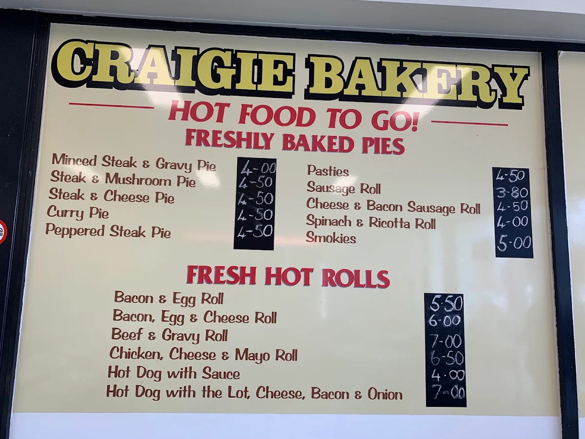 Menu, Craigie Hot Bread Shop