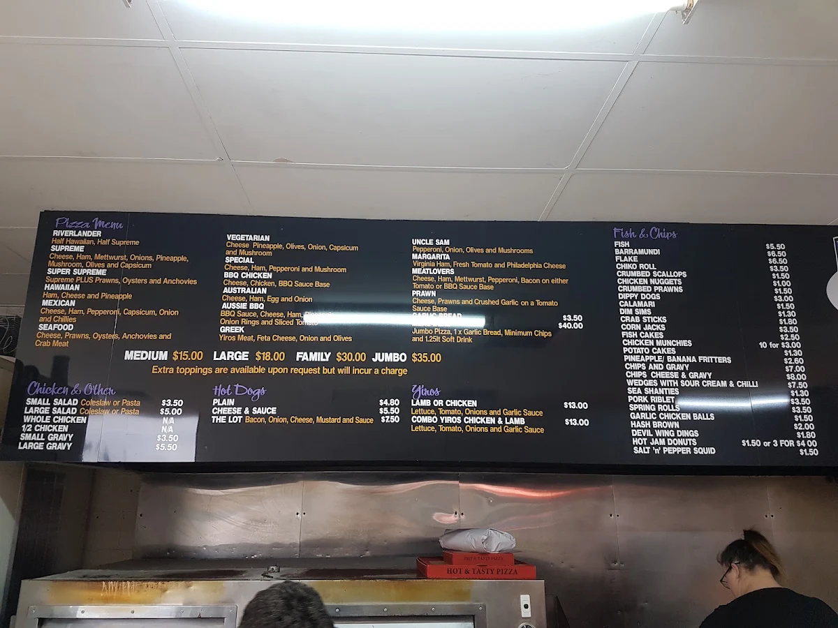 Menu, PJ's Pizza & Takeaway