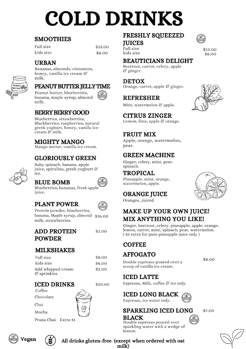 Menu, The Urban Coffee House