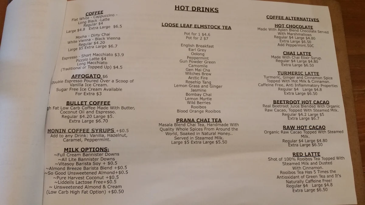 Menu, The Urban Coffee House
