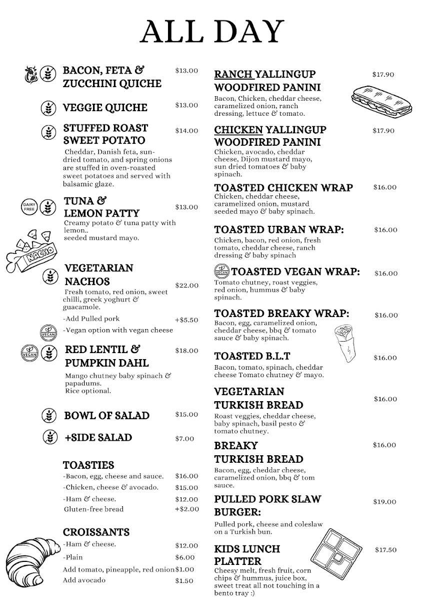 Menu, The Urban Coffee House