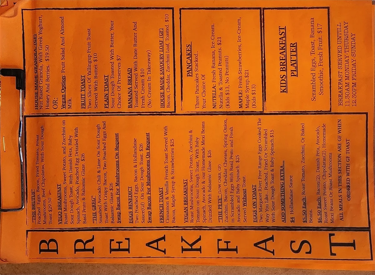 Menu, The Urban Coffee House