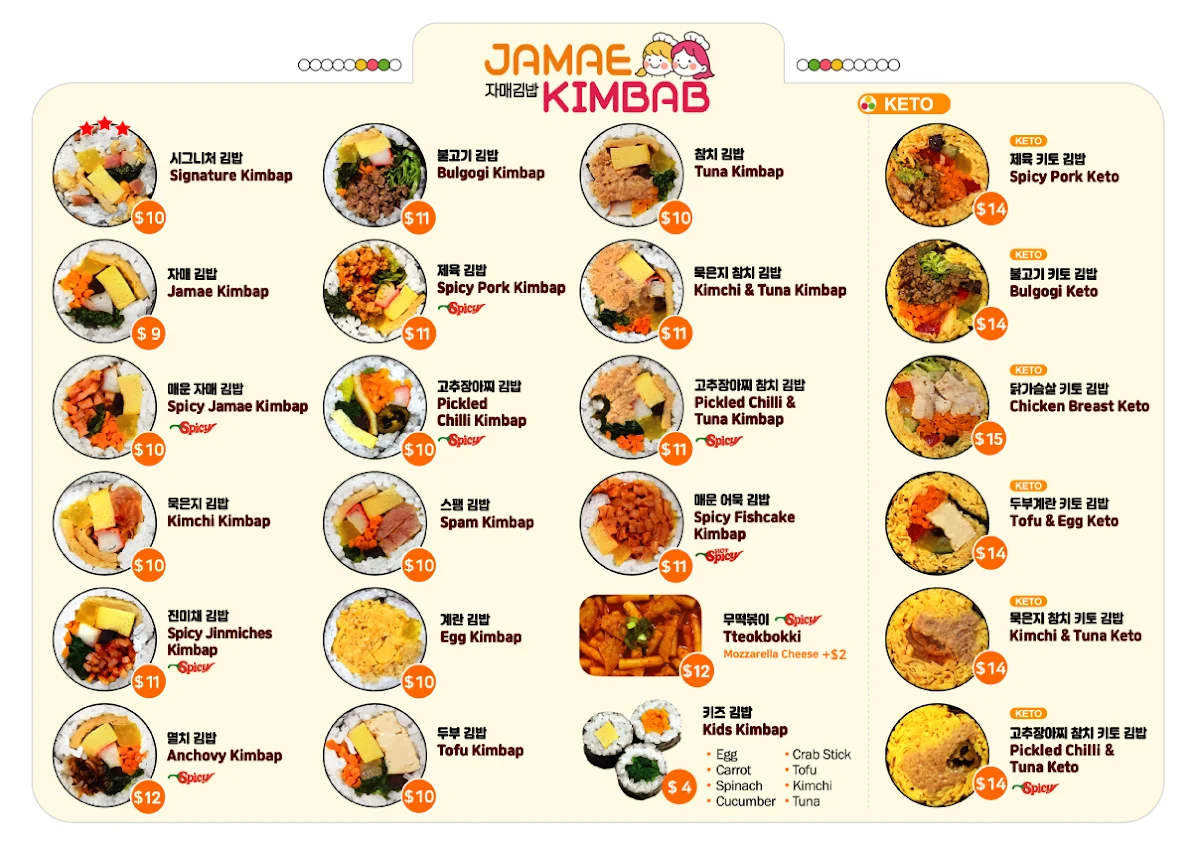 Menu, Jamae Kimbab