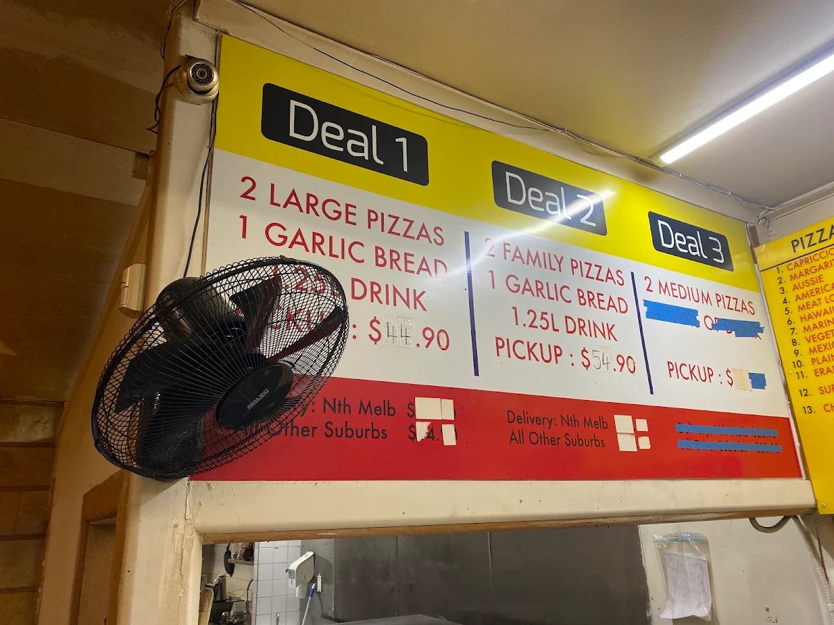 Menu, Pioneer Pizza