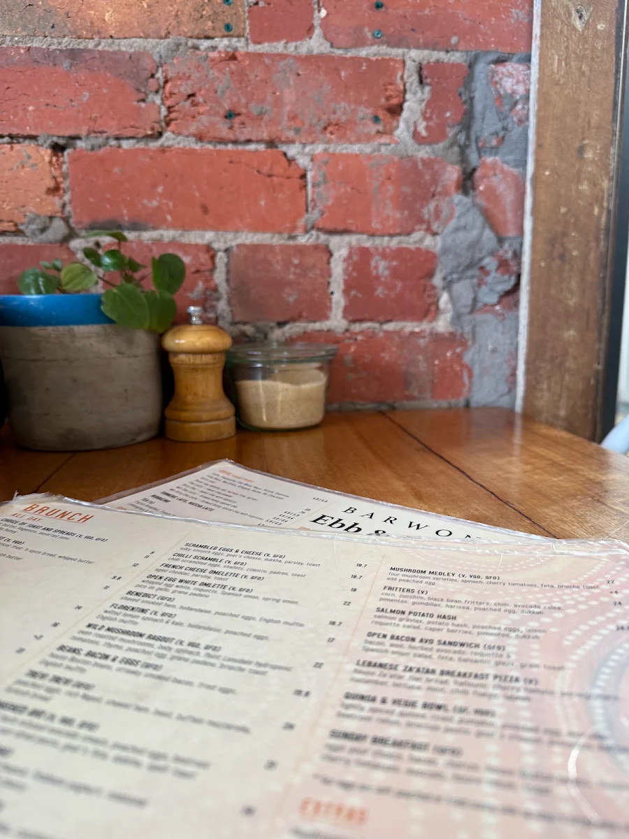 Menu, Barwon Ebb & Flow