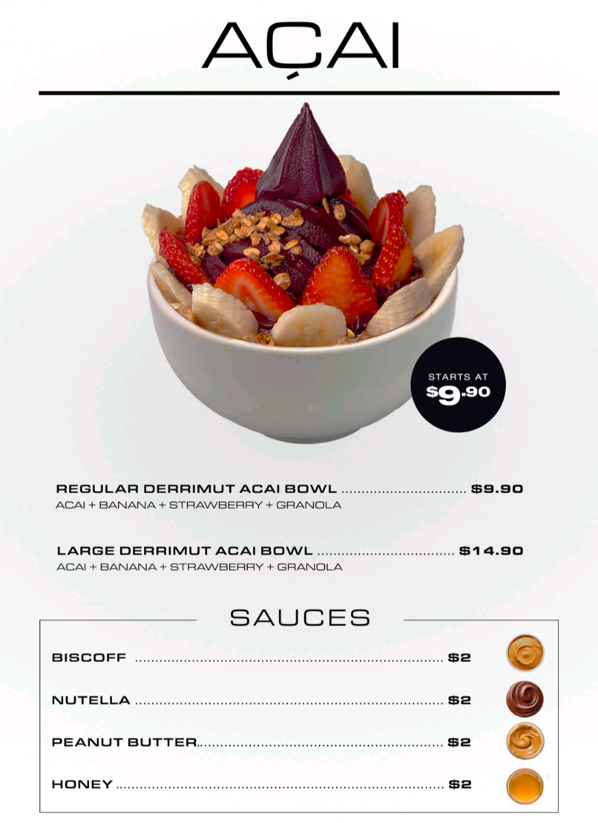 Menu, Derrimut Nutrition Bar