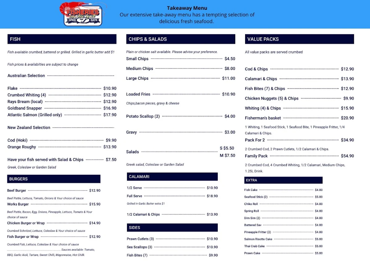 Menu, Fisheries on the Spit