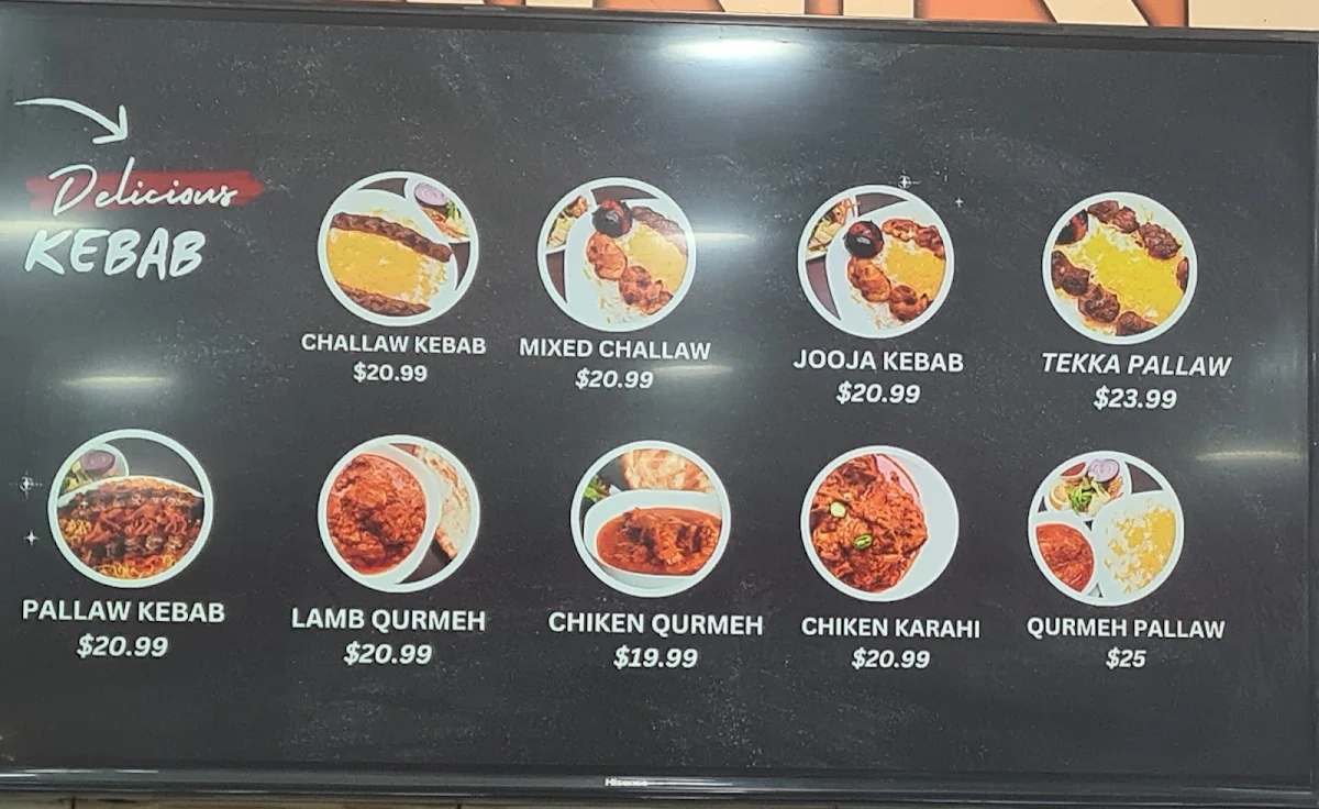 Menu, Afghan Kebab House