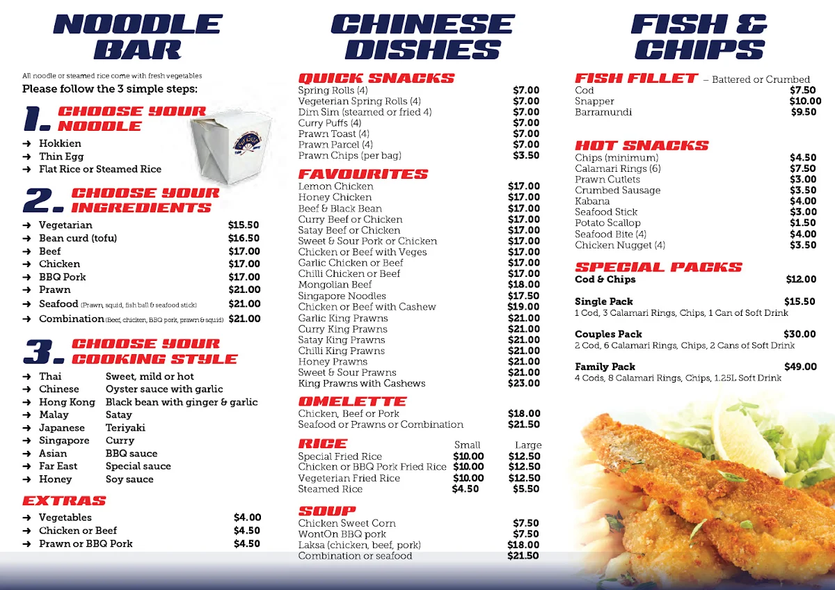 Menu, Far East Take-Away