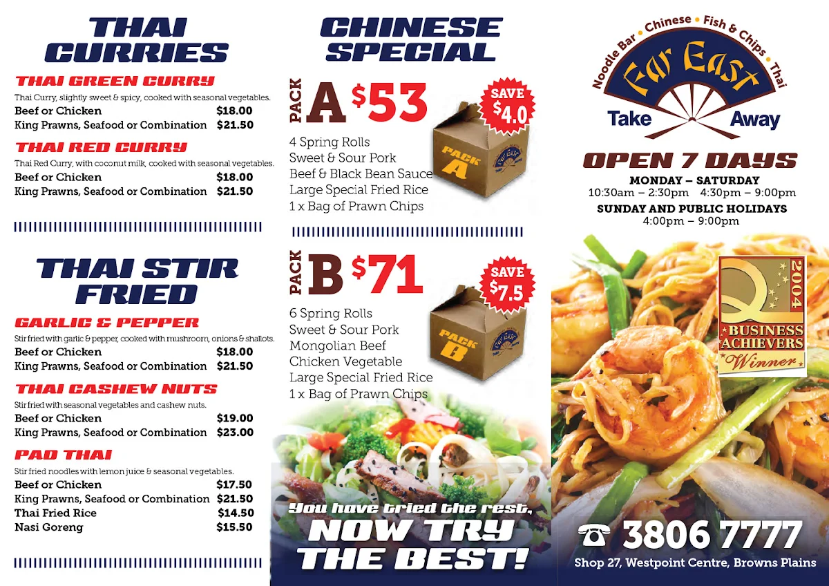 Menu, Far East Take-Away