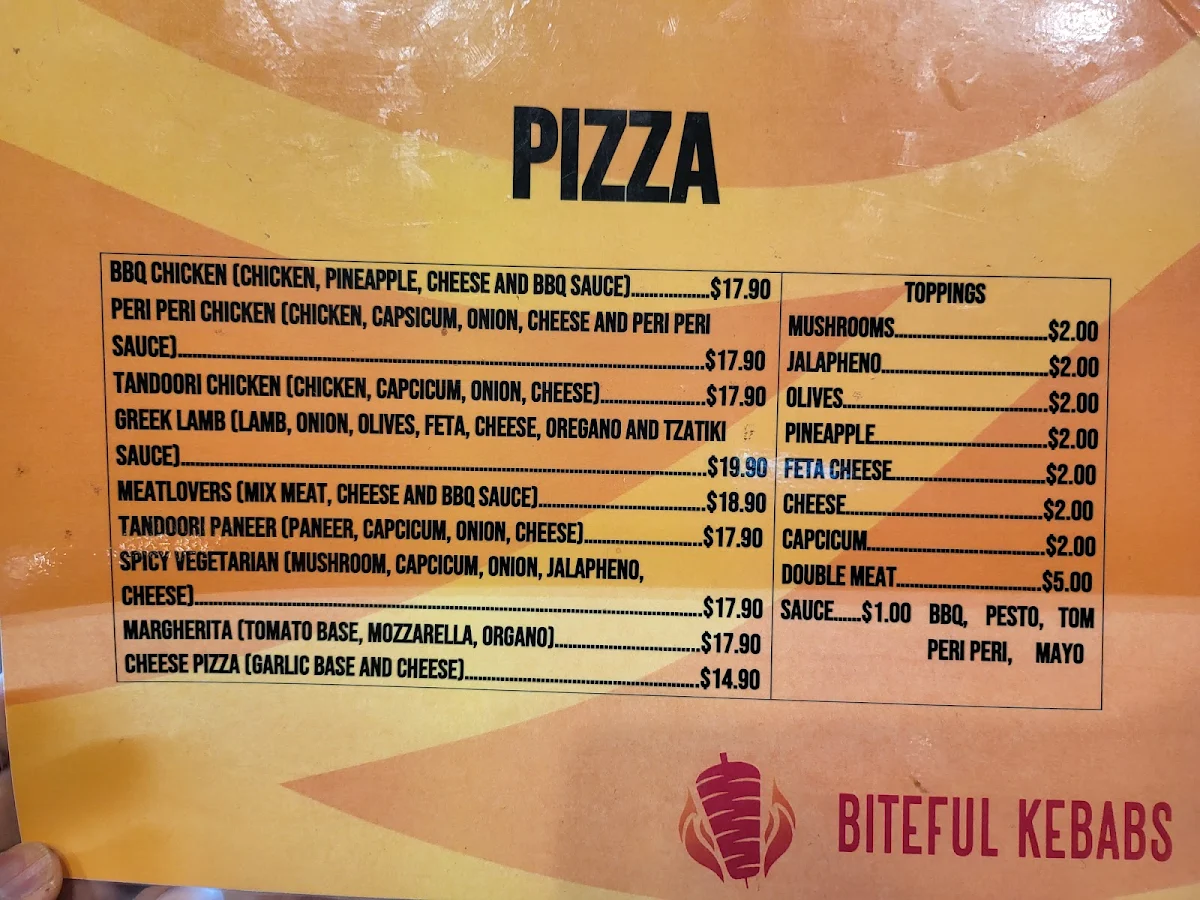 Menu, Biteful Kebabs