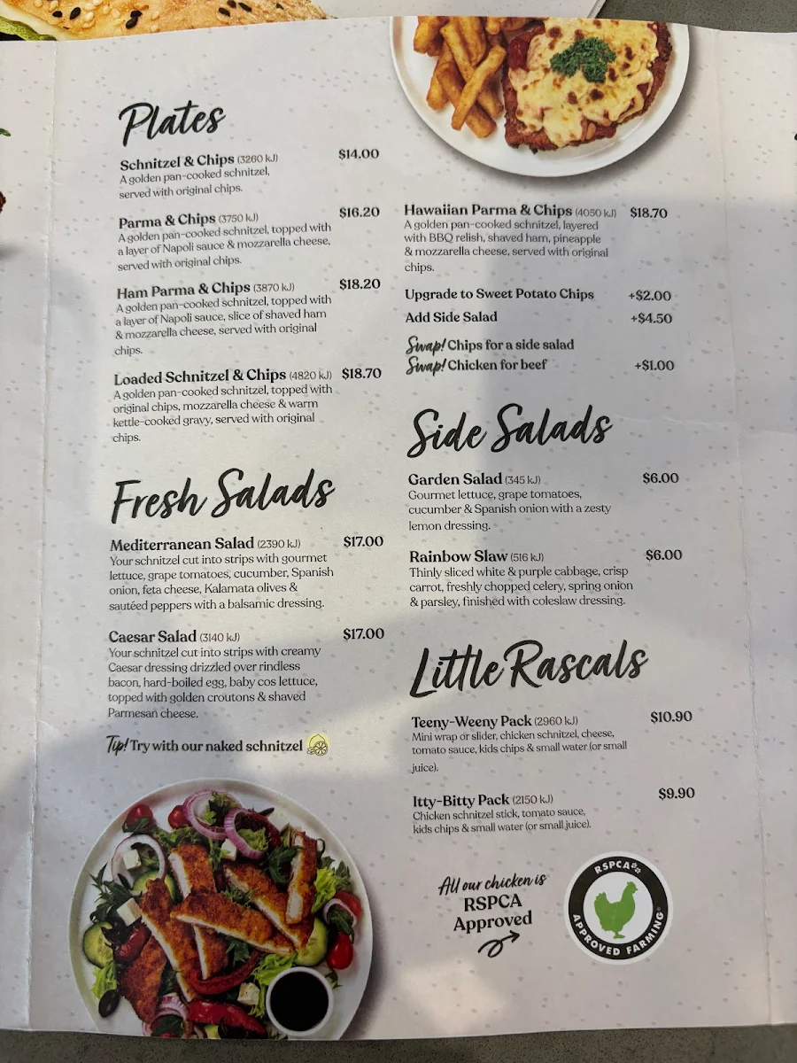 Menu, Schnitz Bendigo