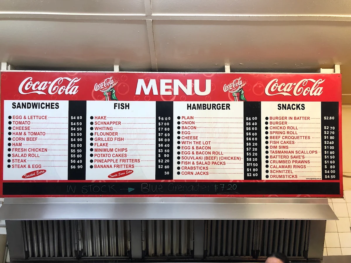 Menu, Gregs Take Away