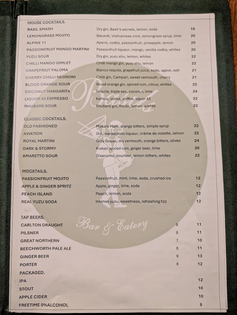 Menu, Basils