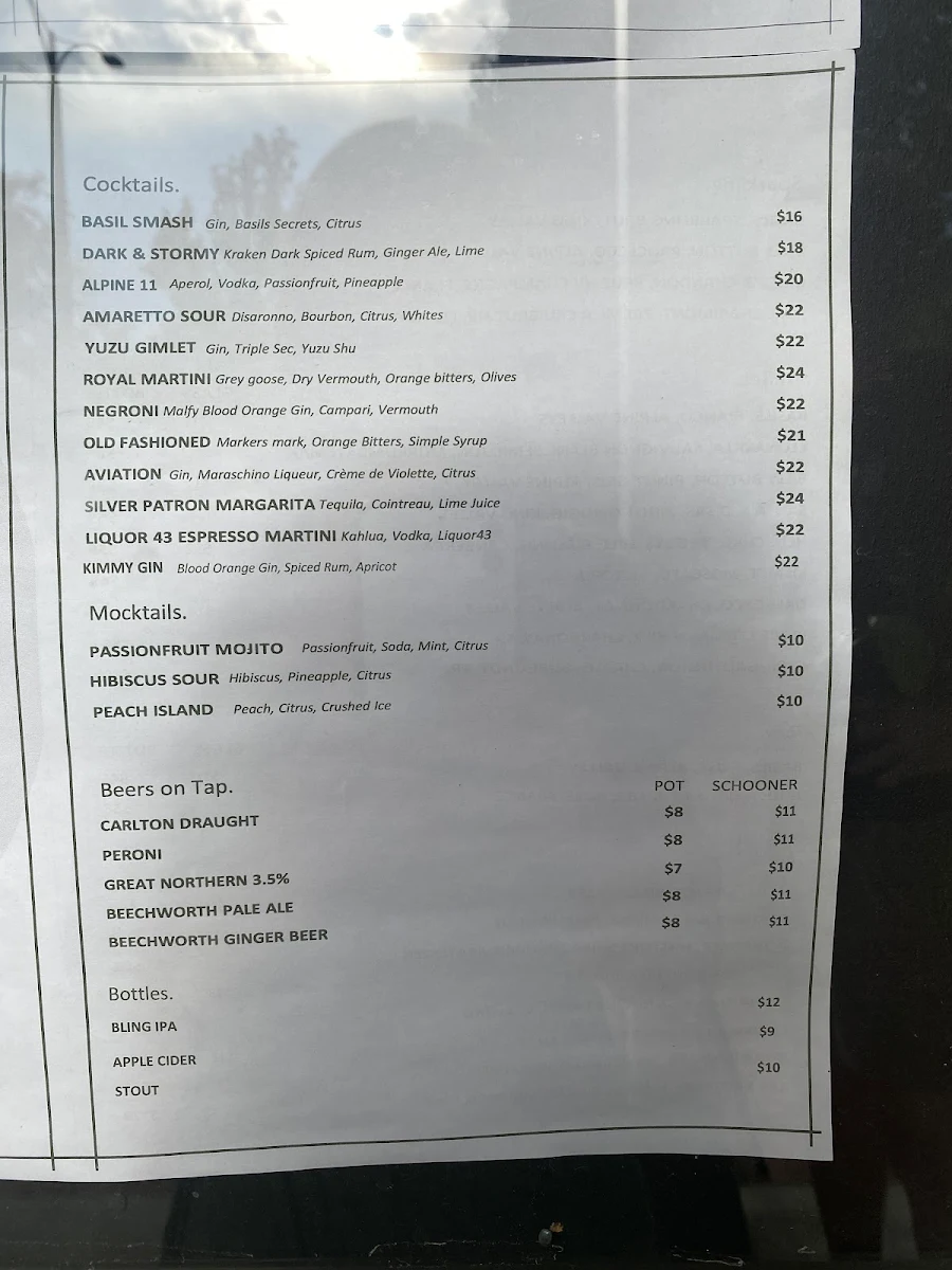 Menu, Basils