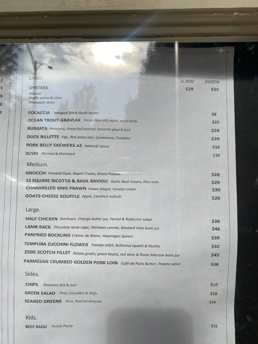 Menu, Basils