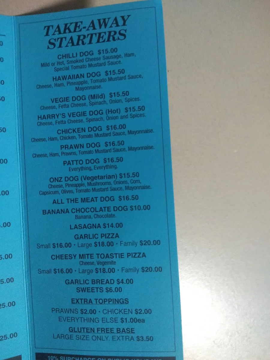 Menu, Joe's Pizza House