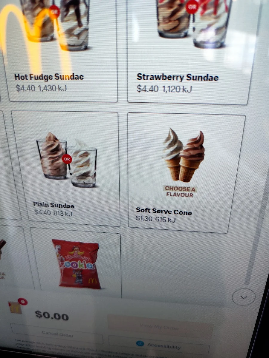 Menu, McDonald's Prospect Vale