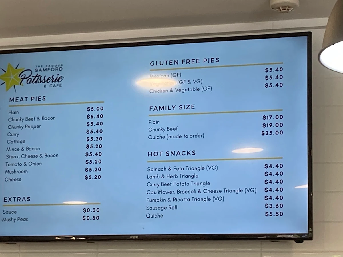Menu, Samford Patisserie & Cafe