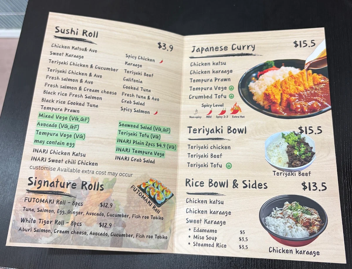 Menu, Ok Sushi West End