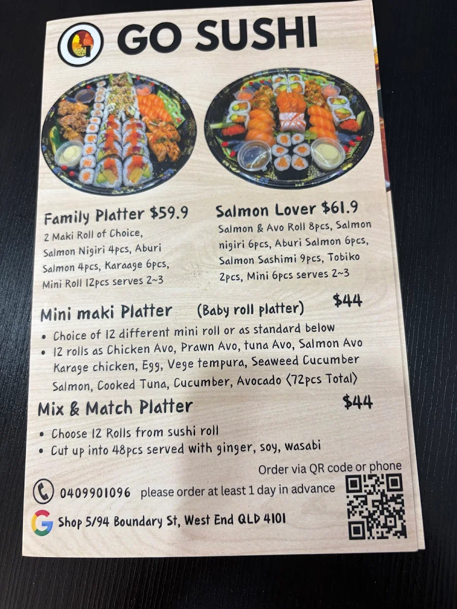 Menu, Ok Sushi West End