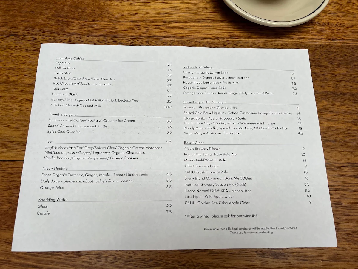 Menu, berta