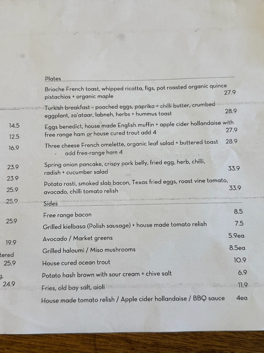 Menu, berta