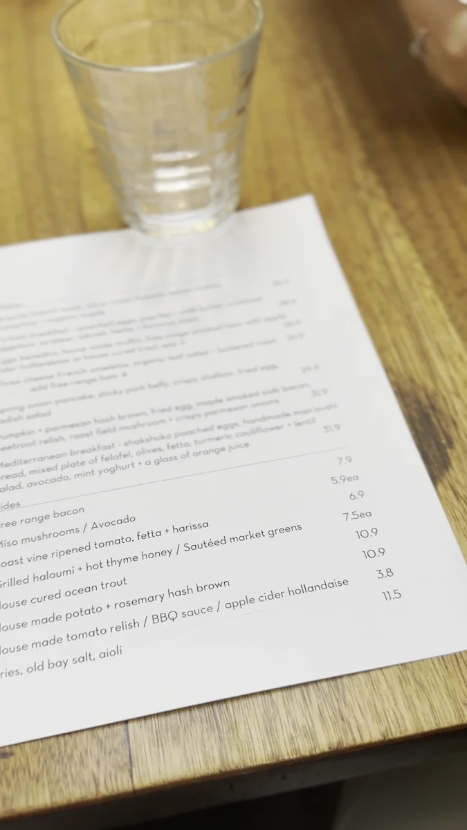 Menu, berta
