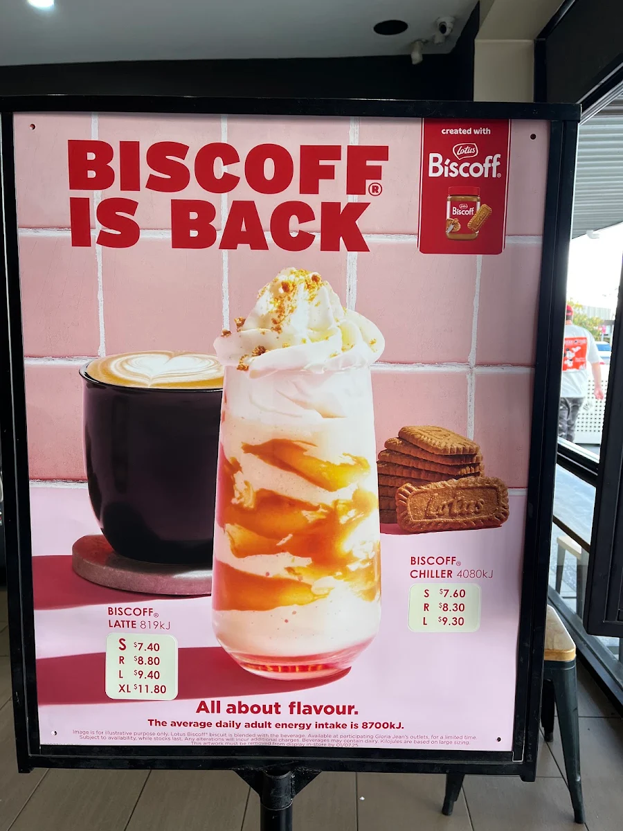 Menu, Gloria Jean's Mortdale