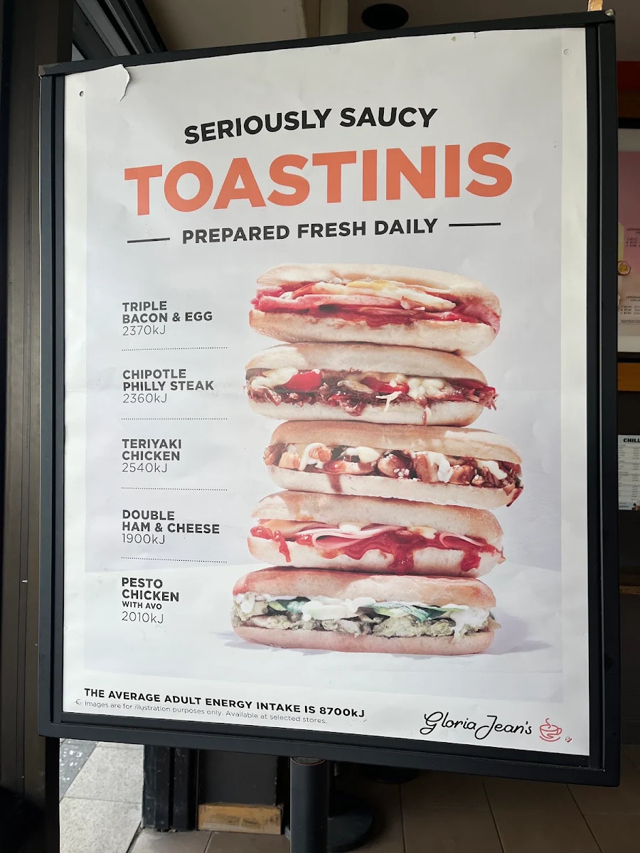 Menu, Gloria Jean's Mortdale