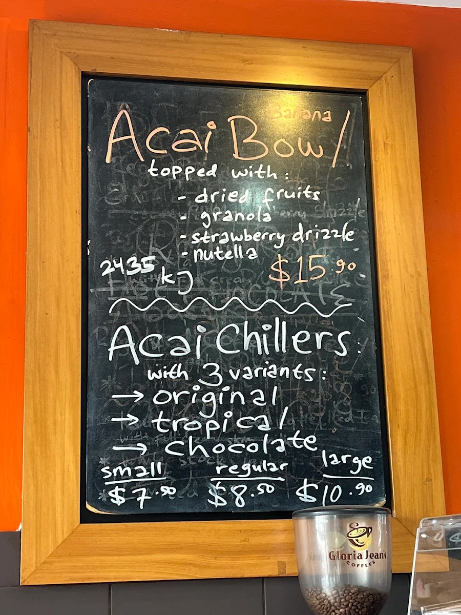 Menu, Gloria Jean's Mortdale