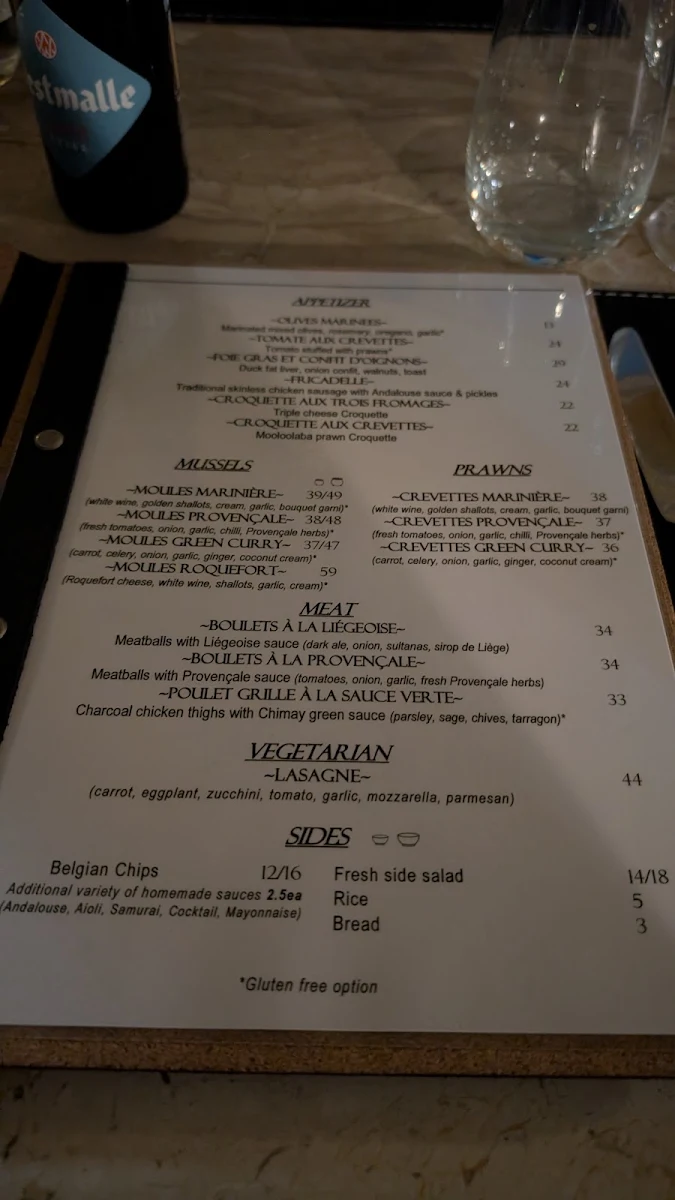 Menu, Bridges MD - Belgian dining