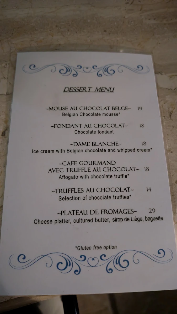 Menu, Bridges MD - Belgian dining