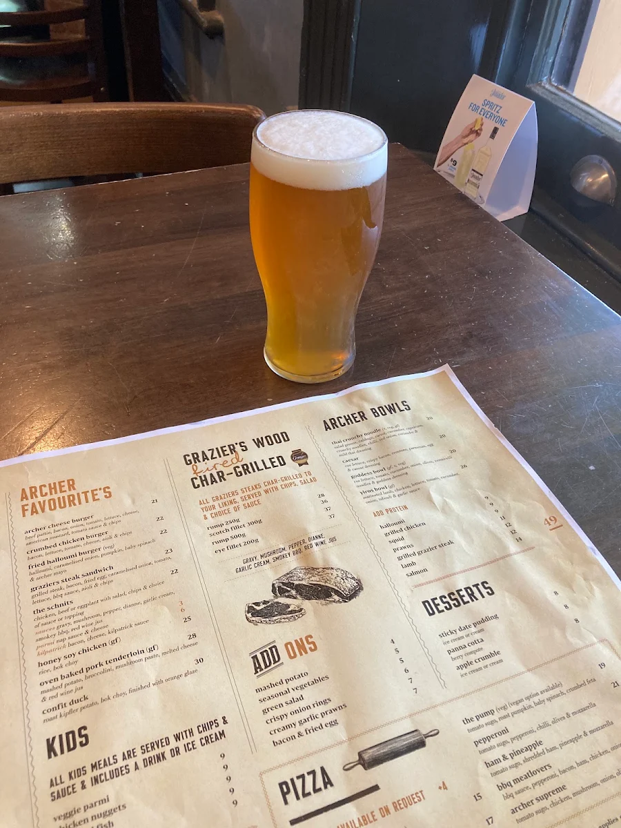 Menu, The Archer Hotel