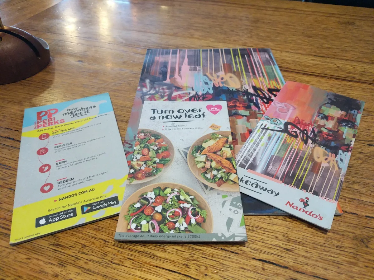 Menu, Nando's Craigieburn