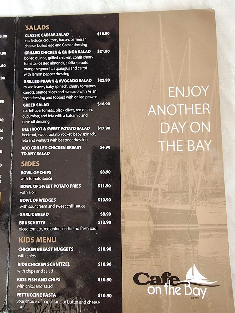 Menu, Cafe On the Bay